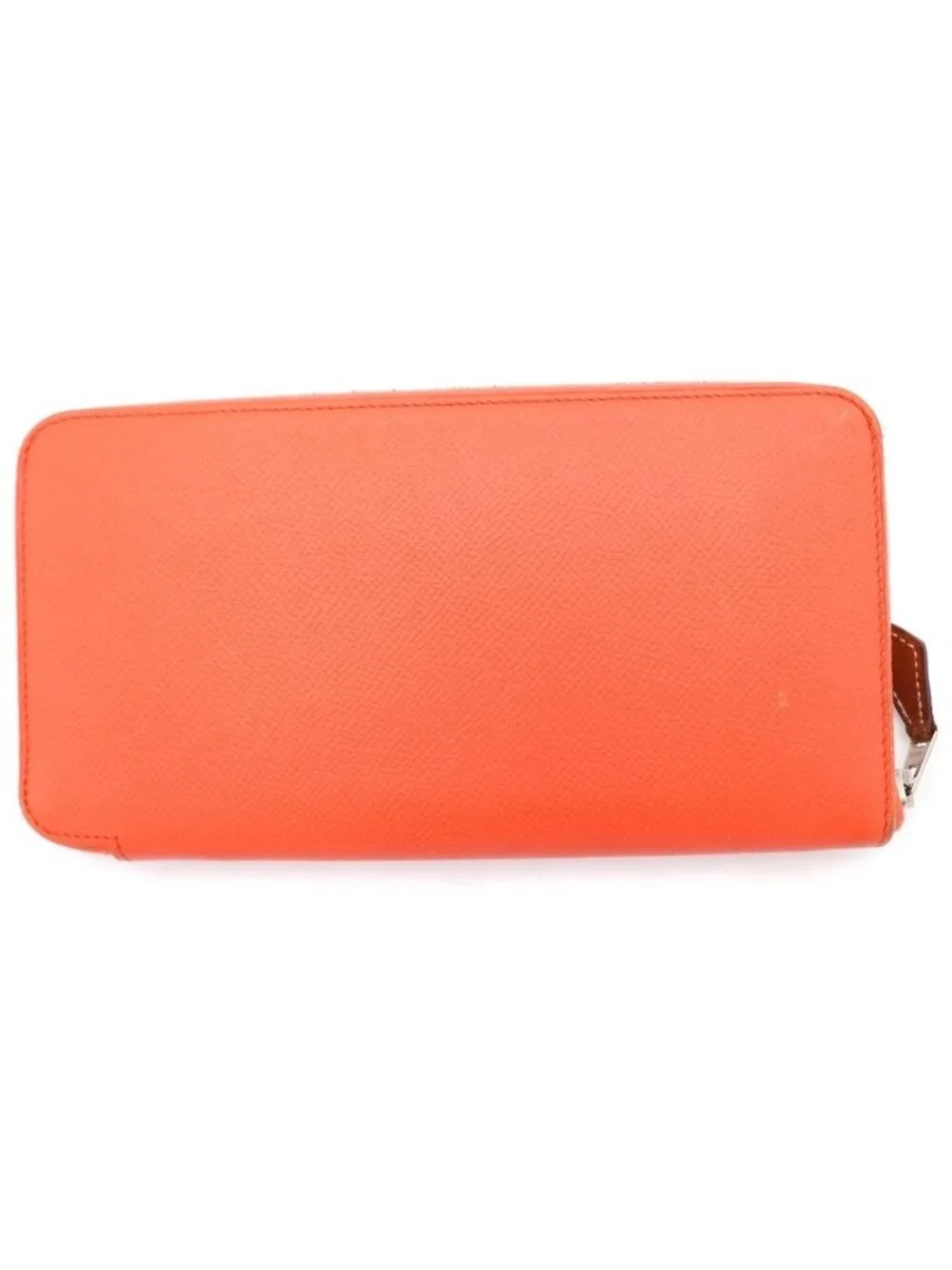 Hermes Azap Long Silk in Wallet Card Case Red Orange Epsom Silver